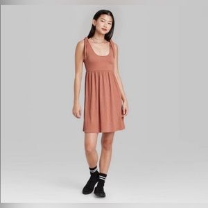 Wild Fable | Coral Tie Strap Babydoll Textured Dress | Size M